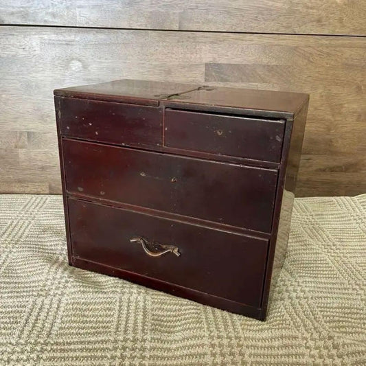 Japanese Antique Wooden Small Chest of Drawers Showa Retro Storage Box
