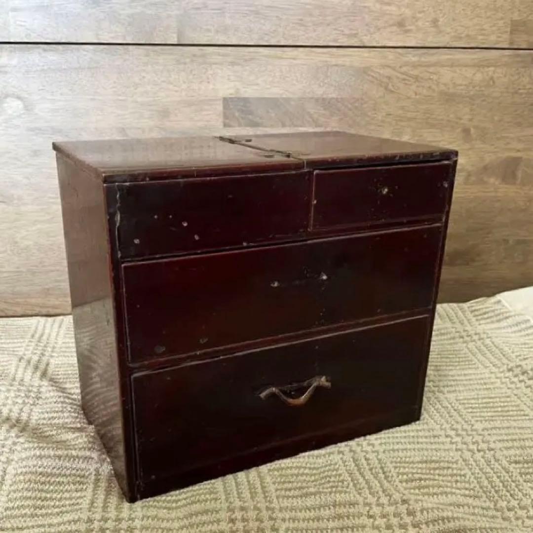 Japanese Antique Wooden Small Chest of Drawers Showa Retro Storage Box