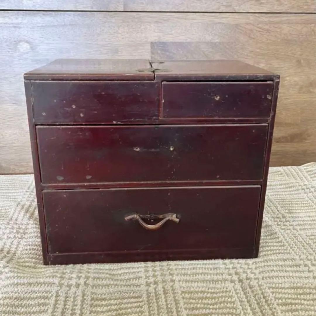 Japanese Antique Wooden Small Chest of Drawers Showa Retro Storage Box