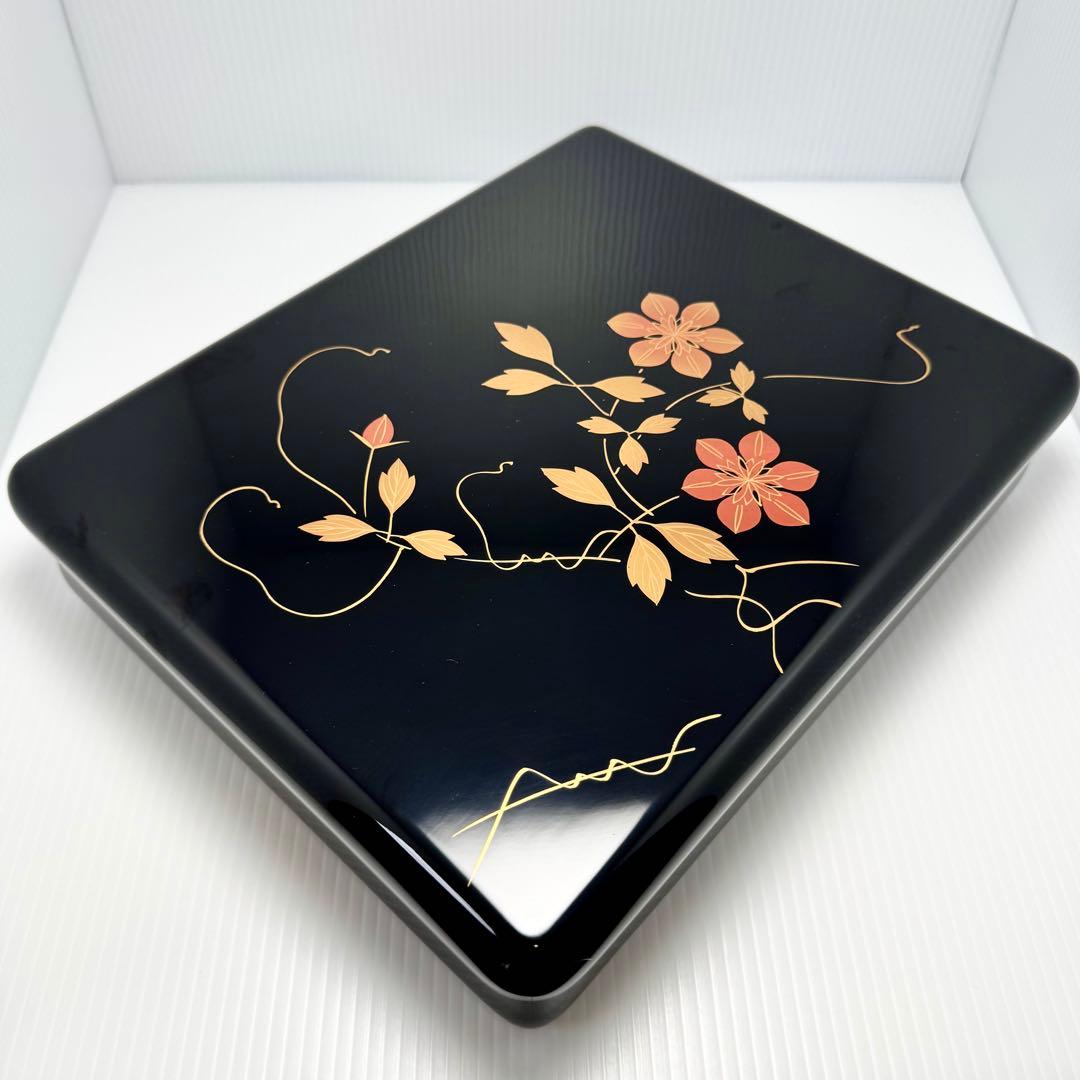 Echizen-nuri Lacquer Document Box (Bunko) with Paulownia Box, Black