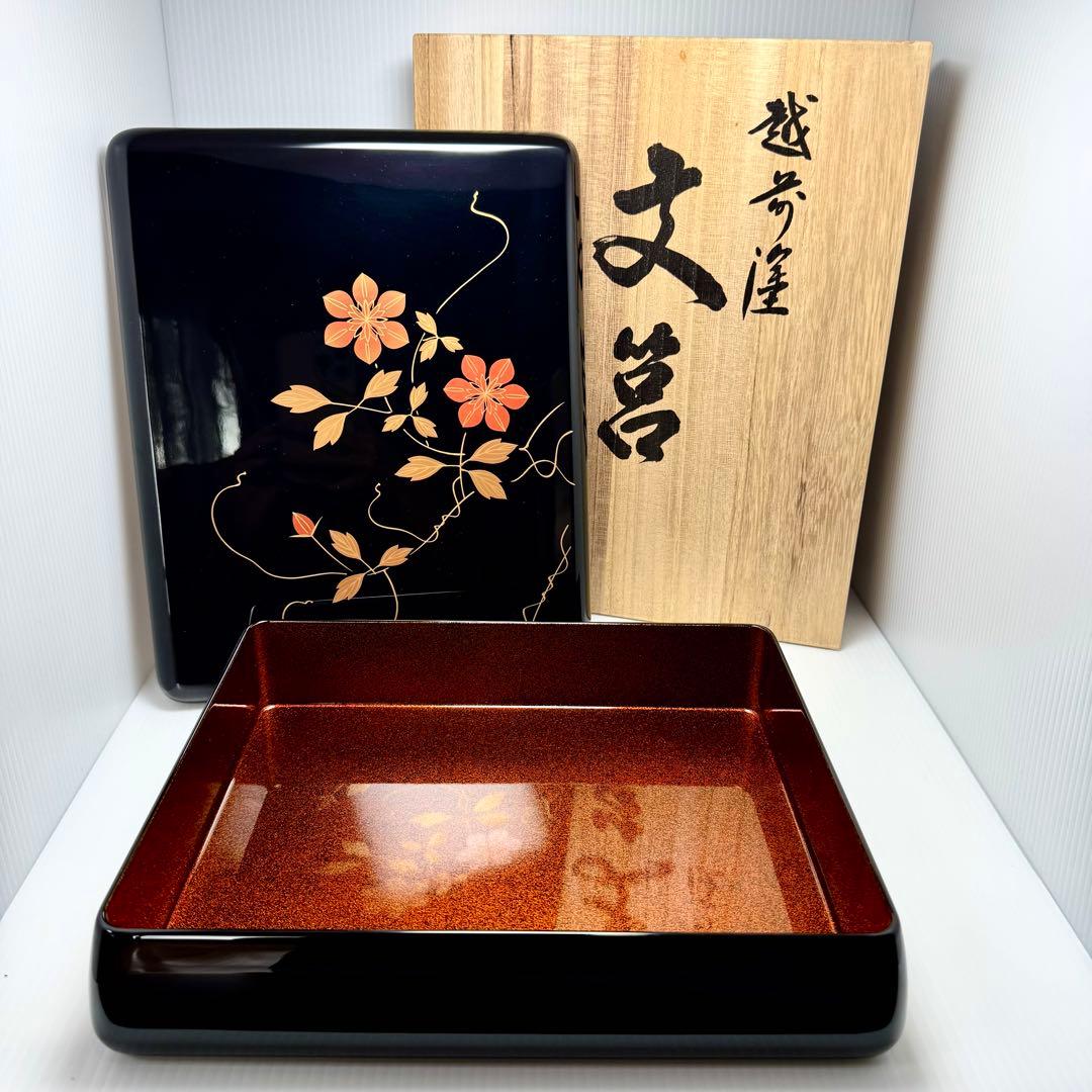 Echizen-nuri Lacquer Document Box (Bunko) with Paulownia Box, Black