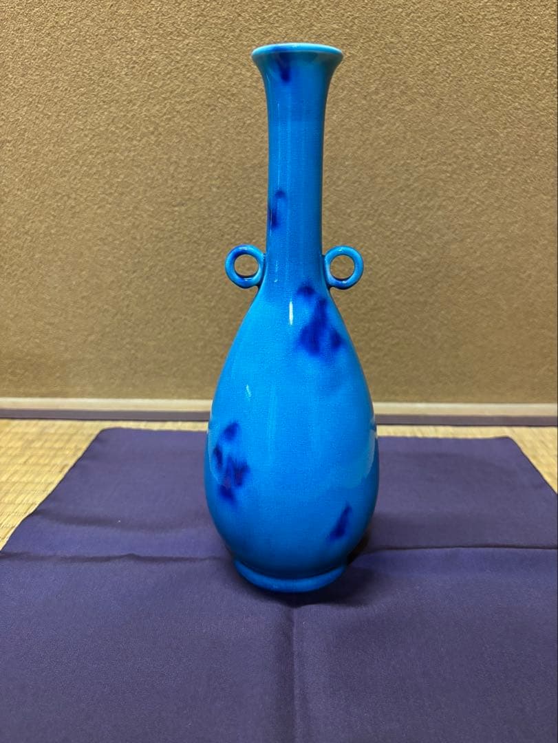 Eiraku Sokuzen Nisai Kyo-yaki Vase with Ears, Hanaire Flower Vessel, Tomobako