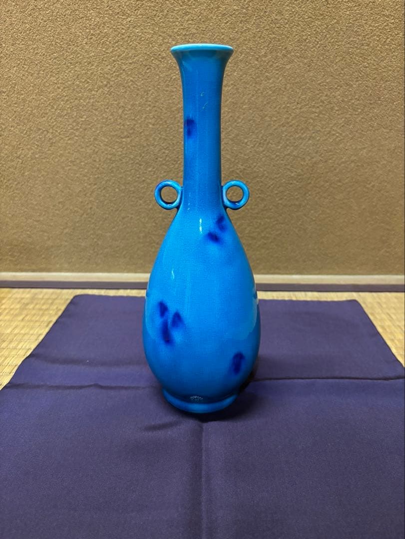 Eiraku Sokuzen Nisai Kyo-yaki Vase with Ears, Hanaire Flower Vessel, Tomobako