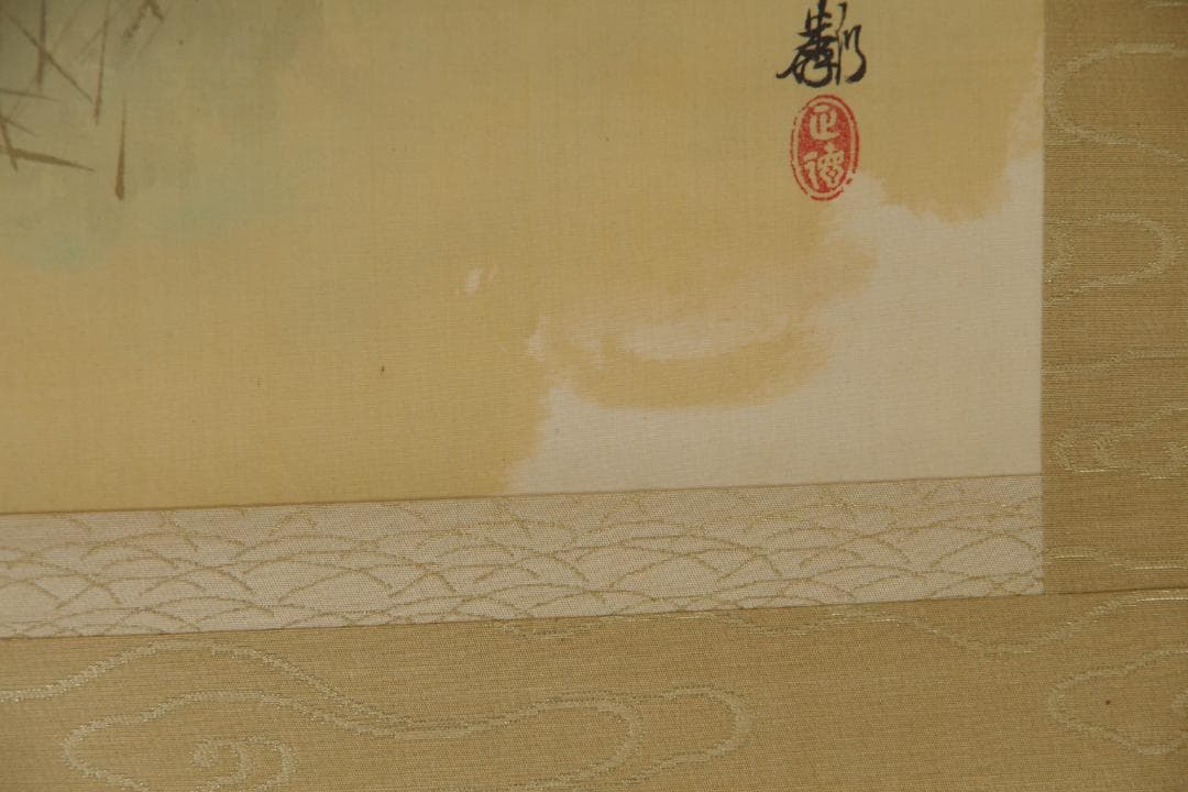 Ishikawa Yurin Hanging Scroll, Quails and Autumn Grasses, Silk, Signed Box, 136.5 x 55.8 cm