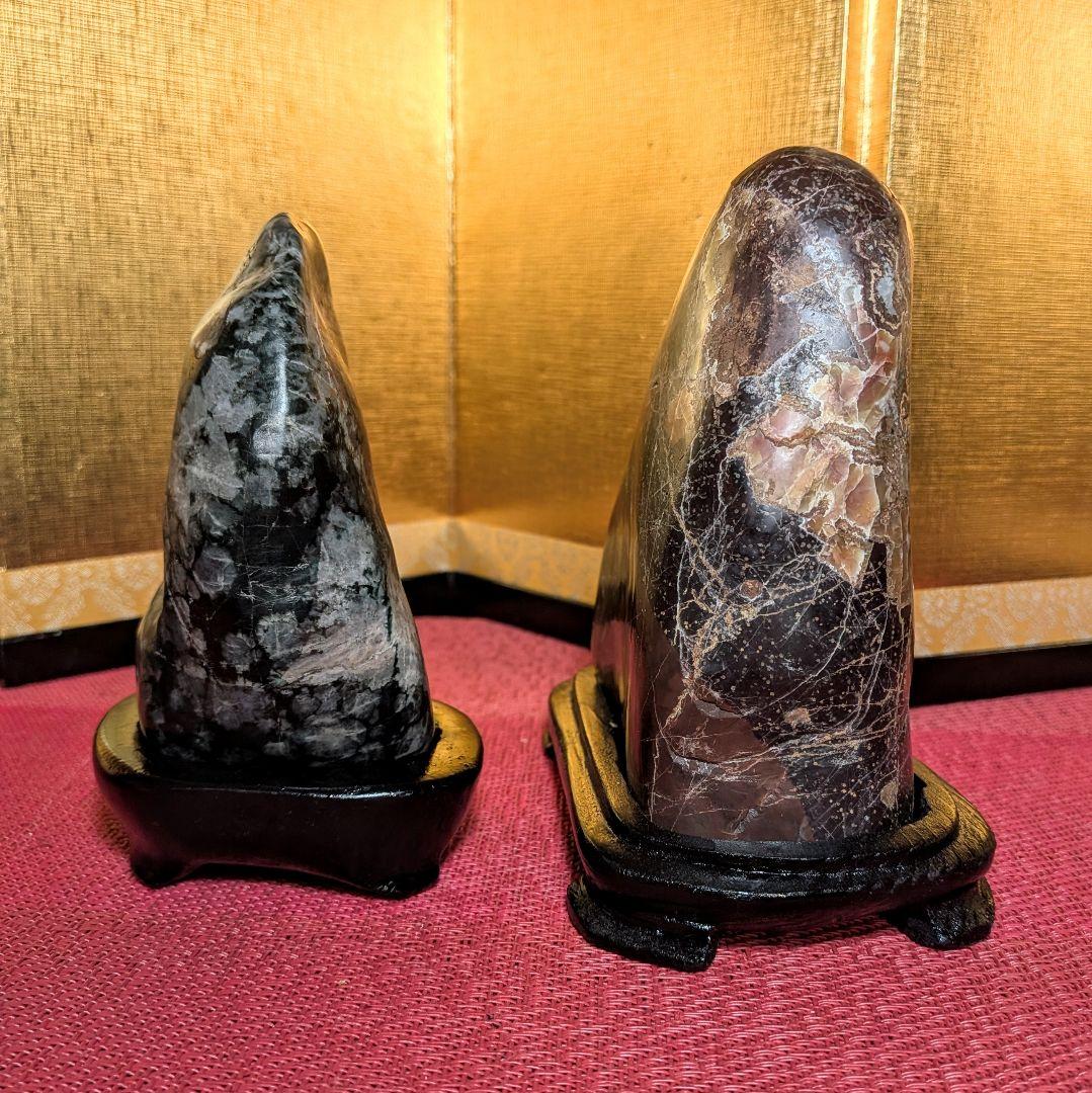 Kikkaseki Chrysanthemum Stone Set of 2 Neodani Gifu Suiseki Viewing Stone