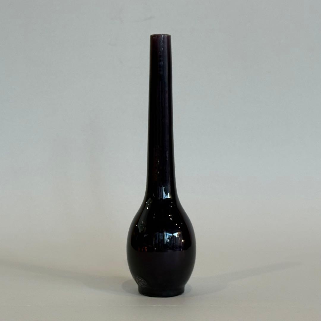 Eiraku Zengoro Crane-Neck Flower Vase Purple Kochi with Box, Sen Family Tea Ceremony