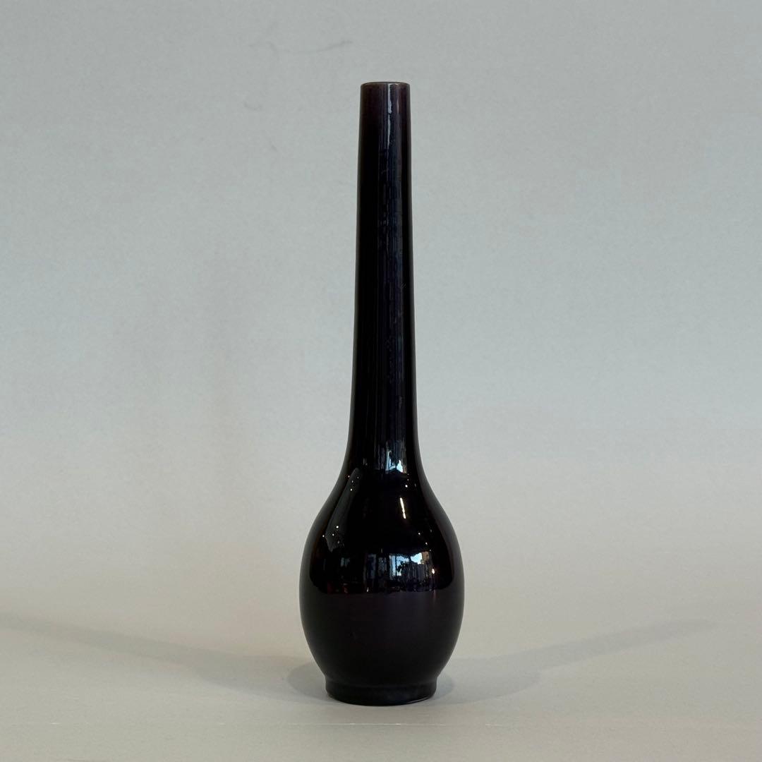 Eiraku Zengoro Crane-Neck Flower Vase Purple Kochi with Box, Sen Family Tea Ceremony