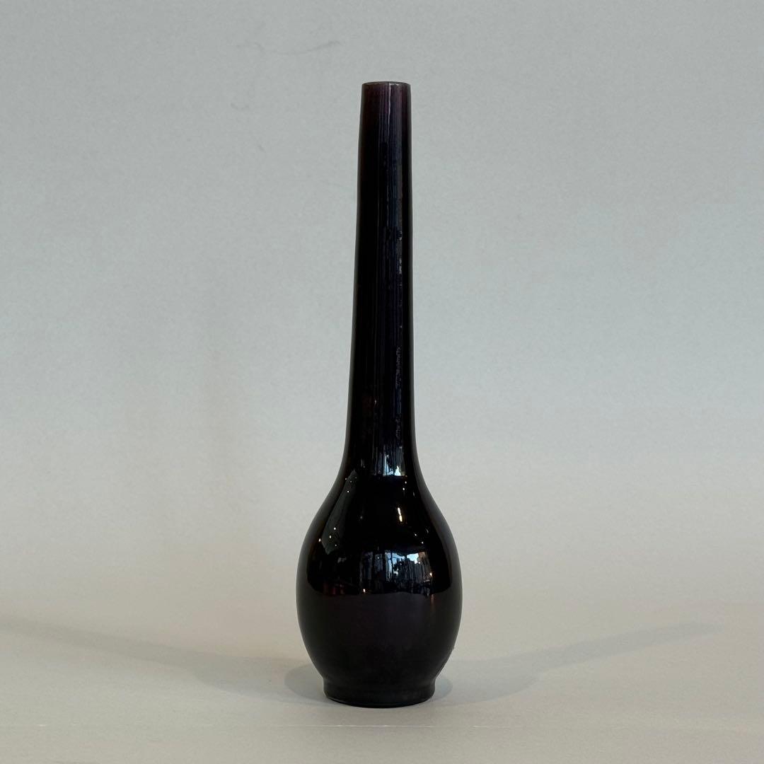 Eiraku Zengoro Crane-Neck Flower Vase Purple Kochi with Box, Sen Family Tea Ceremony