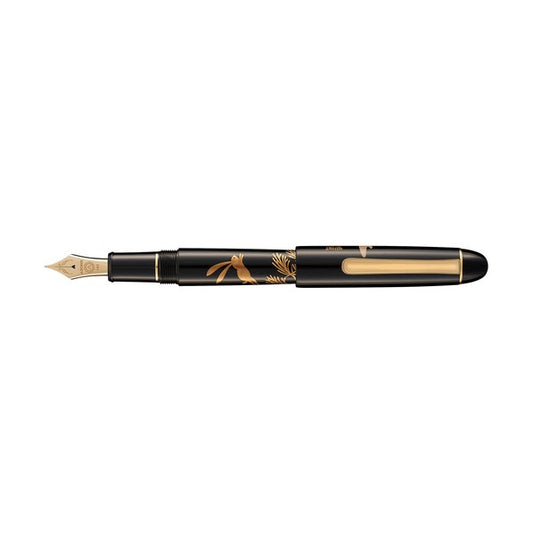 Sekisei Maki-e Fountain Pen Gafu Rabbit AX-8874-00 by Higashiyama Gafu, Wajima Maki-e, 14K Nib